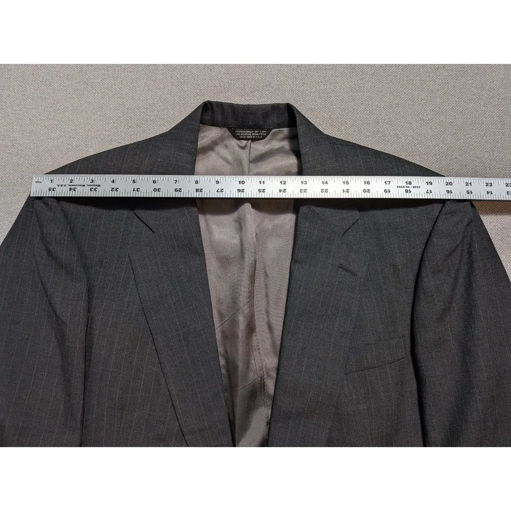 C&R Clothiers Men's 46L 2 Piece Suit Gray Pinstripe Wool Union USA Made Vintage